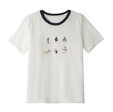 カラーブロックカートゥーン刺繍Tシャツ