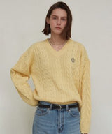 OVERSIZED V NECK KNIT_BLACK