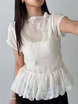 flowery wrinkle blouse (2color)
