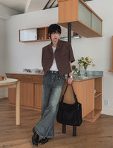 Undersnap wide denim pants