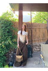 ヘーゼルナッツピンタックワイドコットンカジュアルパンツ