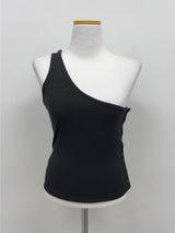Button One-Shoulder Ribbed Vest
