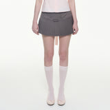 Classic Ribbon Pleated Skirt - CHARCOAL