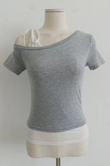 DUAL-TONE ASYMMETRY TEE (4COLORS!)