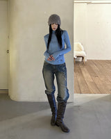 Newalrin Winter Pin tuck See-Through Top