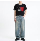 エッセンシャルスタンダード半袖リンガーTシャツ レッドハートブラック