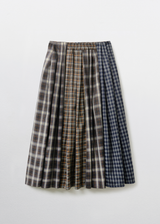 Mix Check Maxi Skirt / Navy