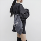 ラインデニムストリングバックパック
