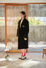 Classic Patch Inner padding Unisex Black wool coat