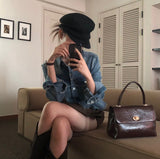 [BELLIDE MADE] Flared denim jacket & blouse