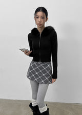 [MADE] Eriki Fur Trimming Knit Zip-up (Set Available)