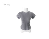 Fomit Diagonal Snap Button Slim Short Sleeve T-Shirt