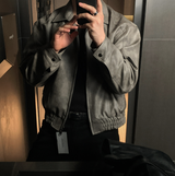 Wayne Vintage Crack Leather Zip-Up Jacket