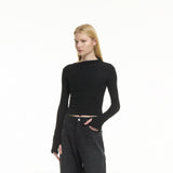 asymmetrical neckline fitted top