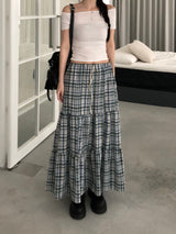 Checkered Long Skirt (2color)