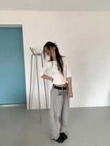 ボートネックミッドスリーブTシャツ (4C)