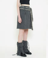 FUR BELT MIDI SKIRT