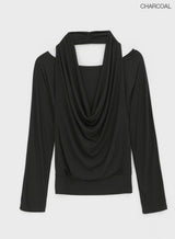 [MADE] Shamo Drape Halter Layered Long Sleeve Tee