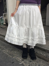 Myael Frill Shirring Tiered Midi Skirt