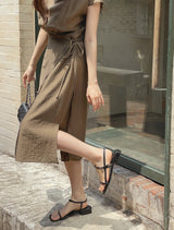 26SS★ Forven Hanek Wrinkle Banding Wrap Long One Piece