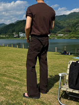 [A-T0185] ナナメヘンリーロールアップ半袖Tシャツ (4色)