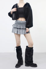 Veona Velvet Hooded Zip-Up