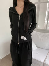 ディプロクロスイングリッシュレタリングスリムフィットフードジップアップ (2 Colors)