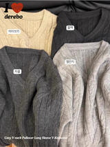 Cozy VネックプルオーバーロングスリーブVニットウェア