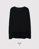 #フリルティアードレイヤードロングスリーブTシャツドレス(2color)
