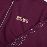 Rhinestone Zip-Up Hoodie_Bordeaux