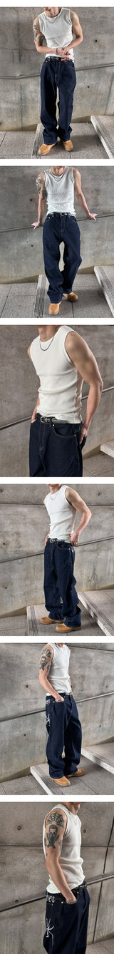 [Unisex] Damage washing sleeveless(4color)