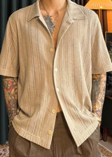 Cotton net collar short sleeve knit 3COLOR