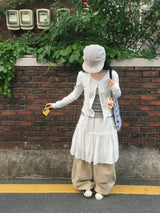 ボリューム ワイド バンディング パンツ