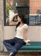 Non-Fade Stitch Wide Denim Pants (2color)