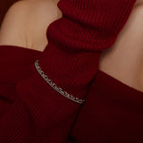 silver paperclip chain rhodium plating + 925 silver bracelet B067-02H