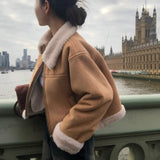 [BELLIDE MADE] Dave, suede cropped mouton jacket