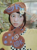 New product UnsocialNight original autumn and winter 水玉模様 ニットスカーフ 両面カラーコントラスト