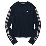 KIRSH PLAIN LINE POINT CABLE KNIT [NAVY]
