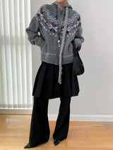 Winter Cozy No Collar Knitwear Zip-Up Cardigan