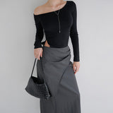[Redlin] Wrap Shirred Long Skirt -2color