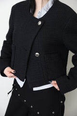 Cotton diagonal tweed jacket