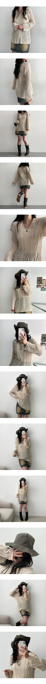 ラロアイレットパンチングニット (3 colors)