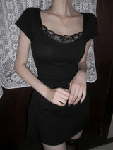 [MADE] Viola Lace Shirred Mini Dress