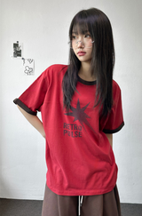 Lett Contrast Letter Tattoo Patch Short-Sleeve Tee 3color