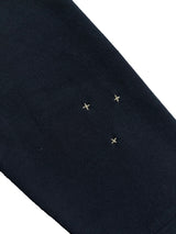WOOL BLEND PIQUÉ TEXTURE CROSS TOTEM EMBROIDERY RAW-EDGE FOUR-COLOR BUTTON CARDIGAN
