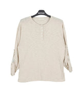 Heren Roll-up Slub Henley Neck Long Sleeve