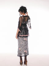 [EVIL TOOTH] Lace swallowtail butterfly Chinese style narrow-arm wide-sleeve cover-up, V-neck lace see-through swallowtail irregular waist design