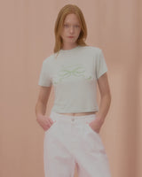 LOVE RIBBON CROP TSHIRT-MINT