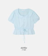 [SHOPPERMADE] LY カラーリボン半袖ブラウス (3color)
