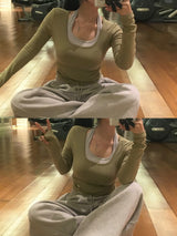 [Bellide made] Maiden Square Neck Long Sleeve T-shirt